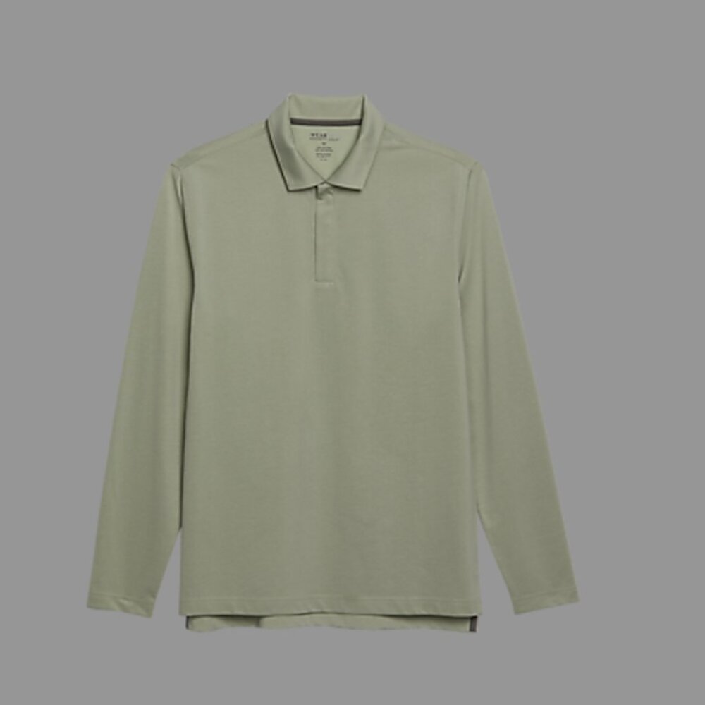 Awearness Kenneth Cole Slim Fit Long Sleeve Jersey Zip Polo - Light Green
